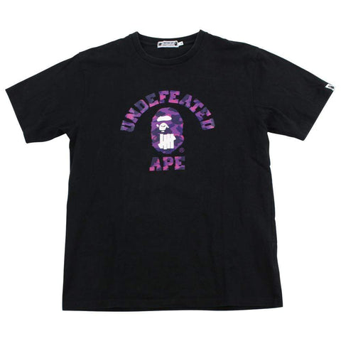 Bape x Undefeated Purple Camo College Logo Tee Black