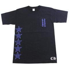 chrome hearts blue side star pocket tee black