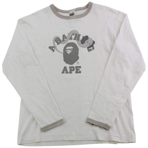 Bape x Kaws College Logo LS White