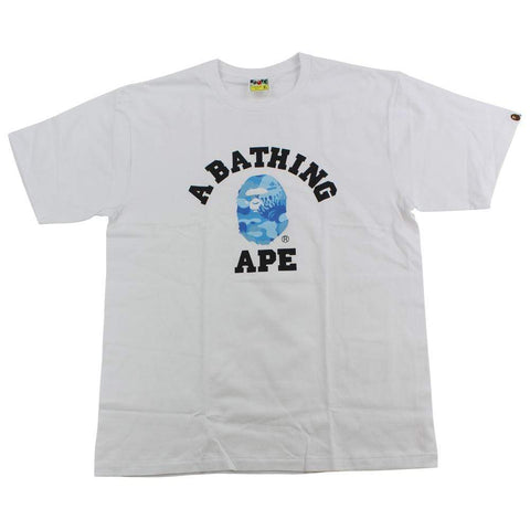 Bape ABC Blue Flame Camo College Logo Tee White