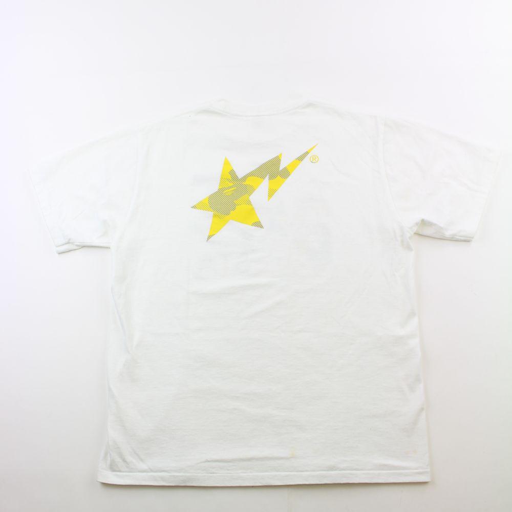 Bape Yellow Camo Bapesta Logo Tee White - SaruGeneral