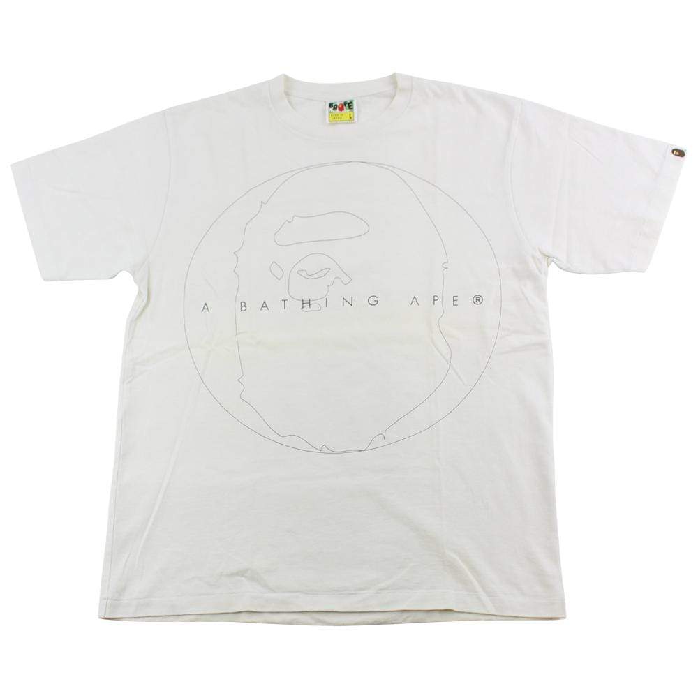 Bape Big Ape Outline Logo Tee White - SaruGeneral