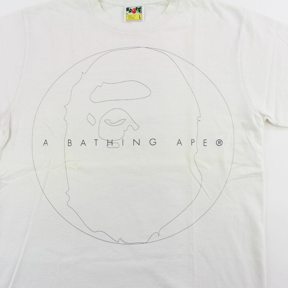 Bape Big Ape Outline Logo Tee White - SaruGeneral