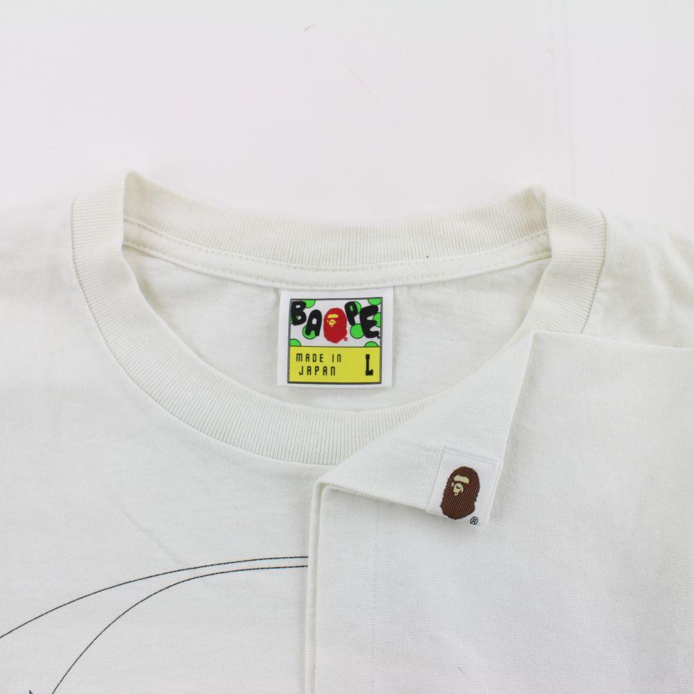 Bape Big Ape Outline Logo Tee White - SaruGeneral