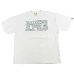 Bape Grey Text Logo Tee White
