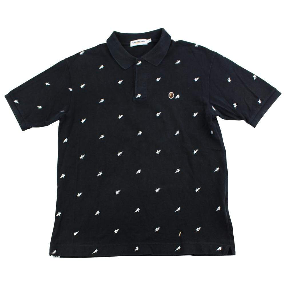 Bape Point Head Bapesta Print Polo Black - SaruGeneral