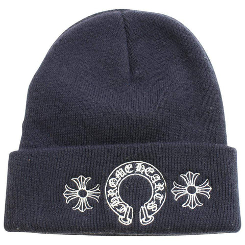 chrome hearts horseshoe beanie navy