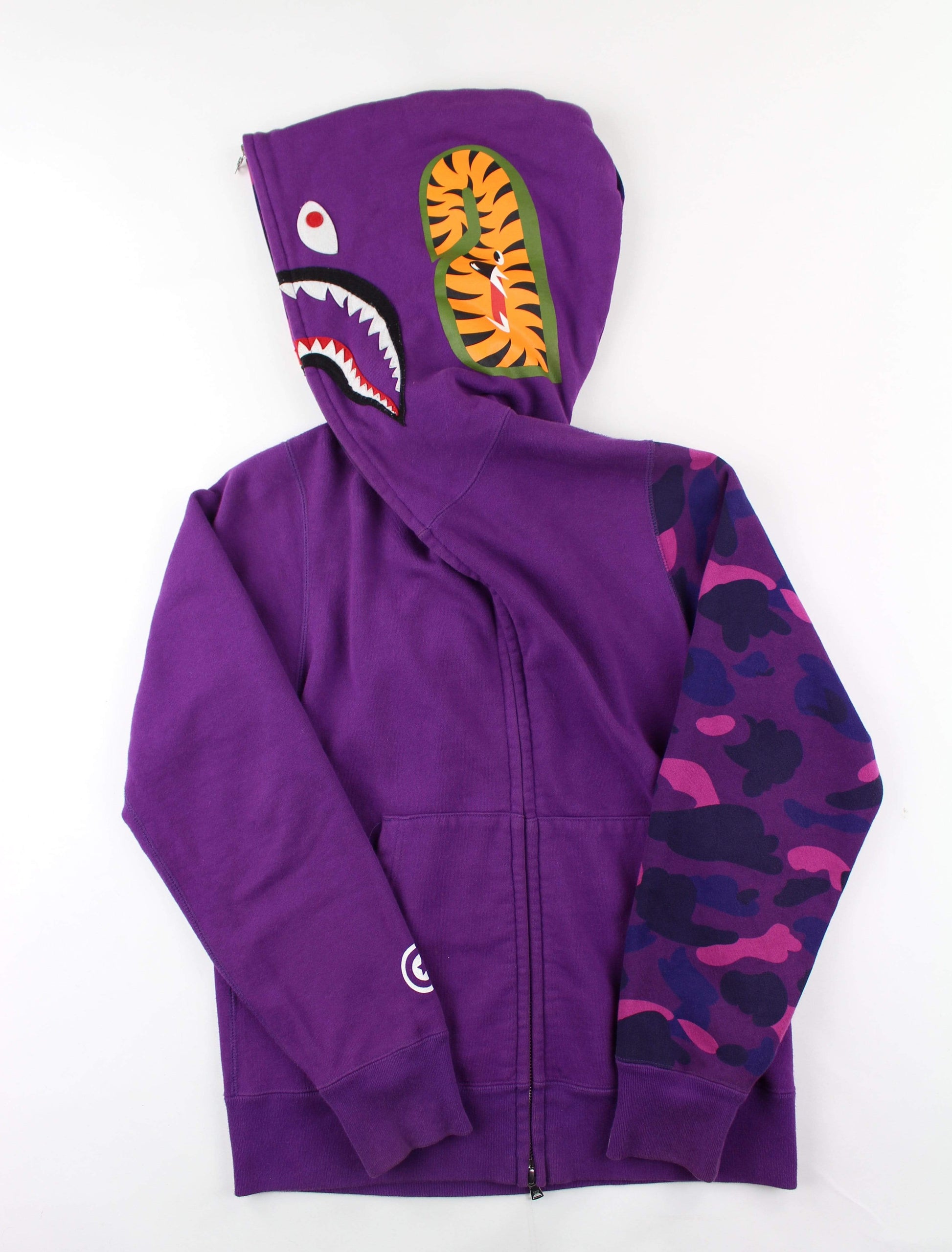 Bape Purple Camo Half Shark Hoodie Purple - SaruGeneral
