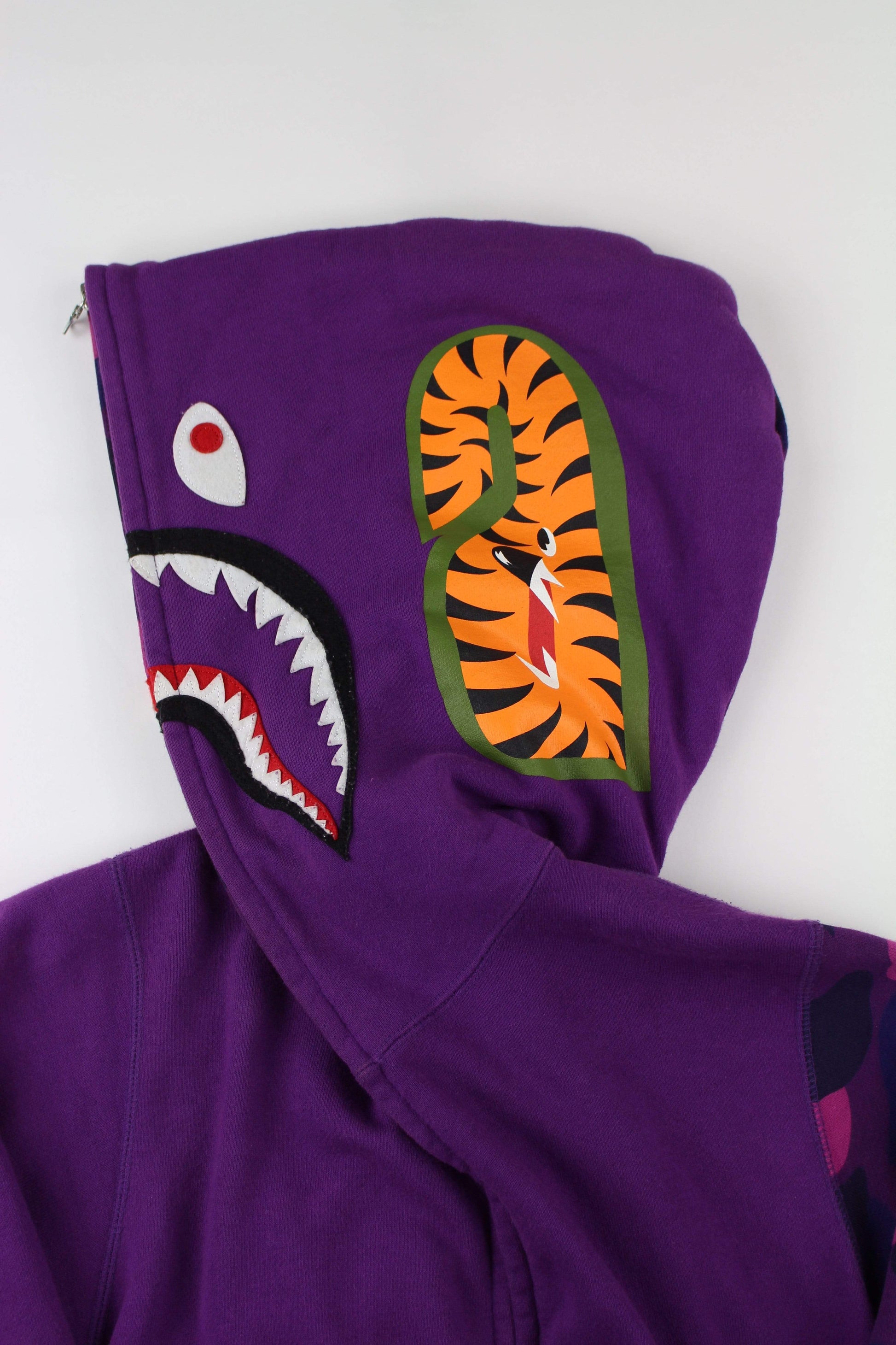 Bape Purple Camo Half Shark Hoodie Purple - SaruGeneral