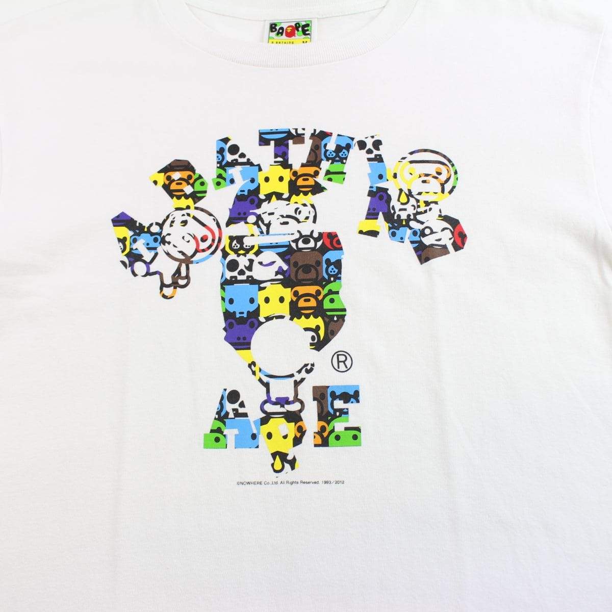 bape baby milo characters college logo tee white - SaruGeneral