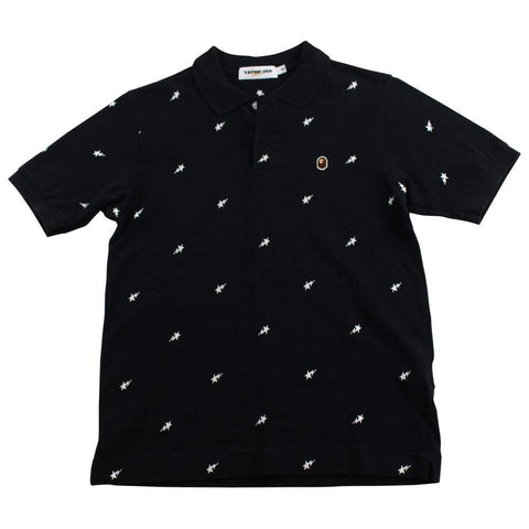 bape bapesta polo allover black