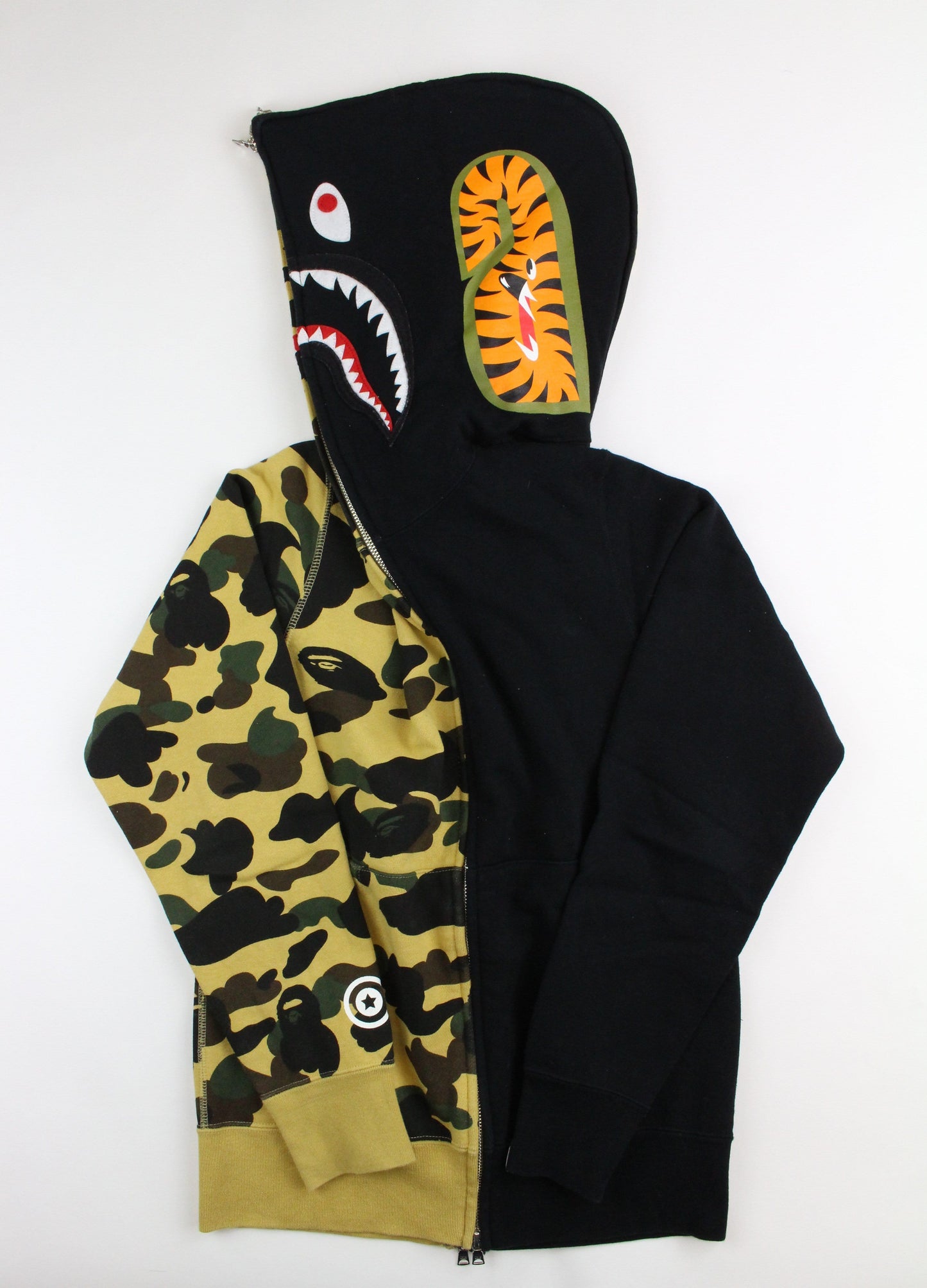 Bape 1st Yellow Camo Half Shark Hoodie Black - SaruGeneral