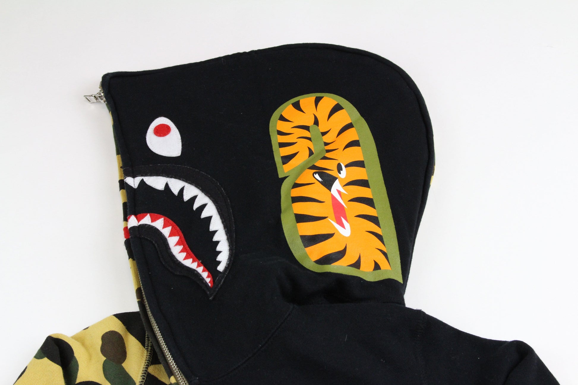 Bape 1st Yellow Camo Half Shark Hoodie Black - SaruGeneral