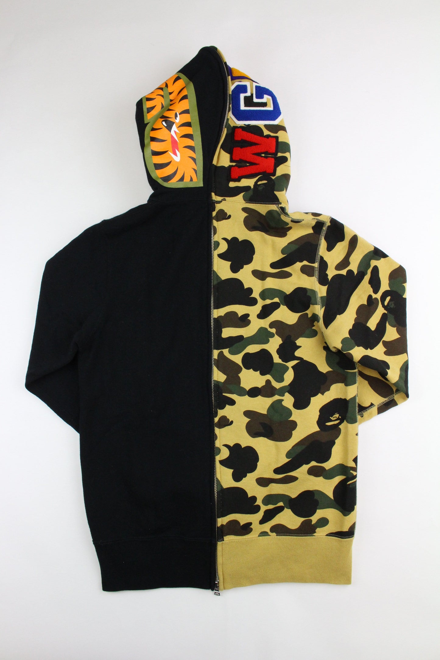 Bape 1st Yellow Camo Half Shark Hoodie Black - SaruGeneral