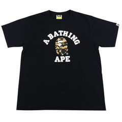 T-shirt Bape 1st Yellow Camo College Logo Noir
