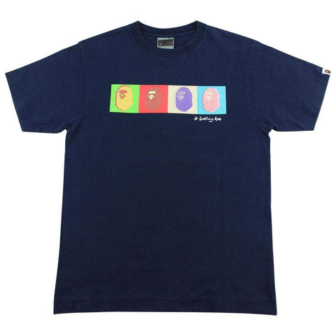 Bape Andy Warhol Big Ape Logos Tee Navy