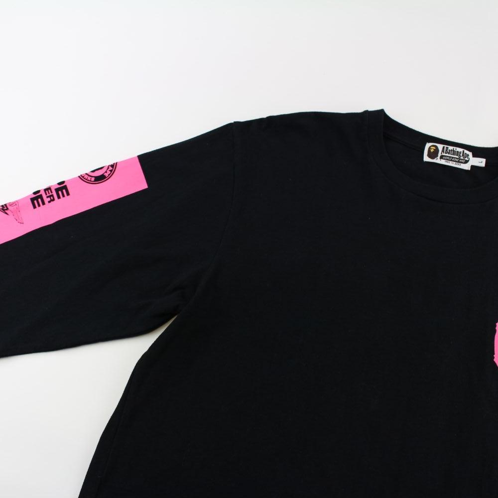 Bape Multi Logo Pink Print LS Black - SaruGeneral