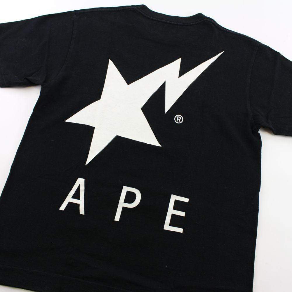 Bape ABC Green Camo Ape Text Logo Tee Black - SaruGeneral