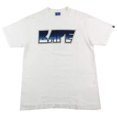 Bape Blue Gradient Kiss Logo Tee White