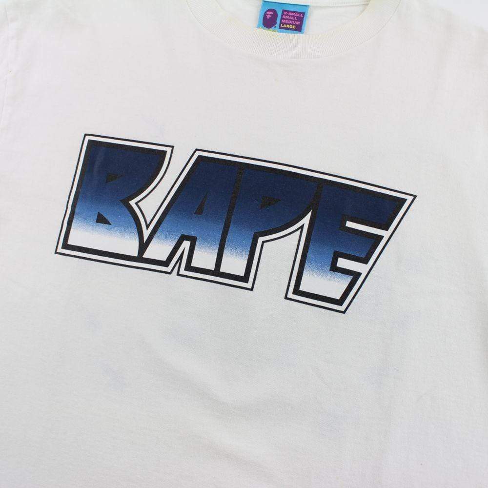 Bape Blue Gradient Kiss Logo Tee White - SaruGeneral