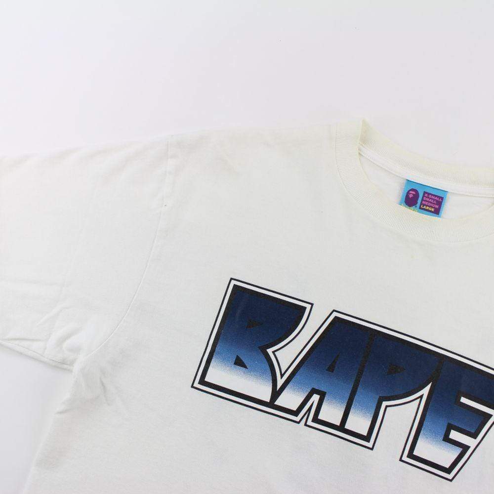Bape Blue Gradient Kiss Logo Tee White - SaruGeneral