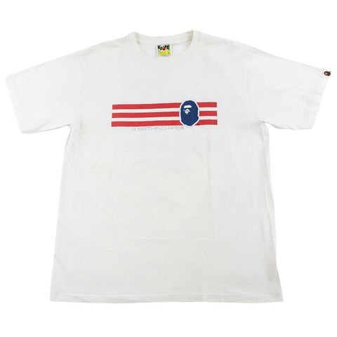 Bape 3 Stripes Ape Logo Tee White