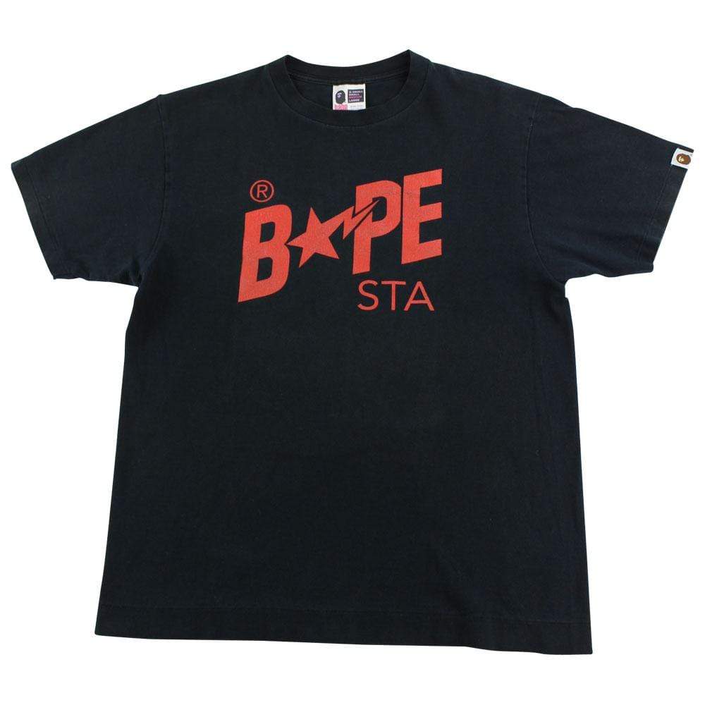Bape Red Bapesta Logo Tee Black - SaruGeneral