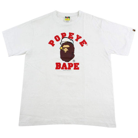 Bape x Popeye College Logo Tee White