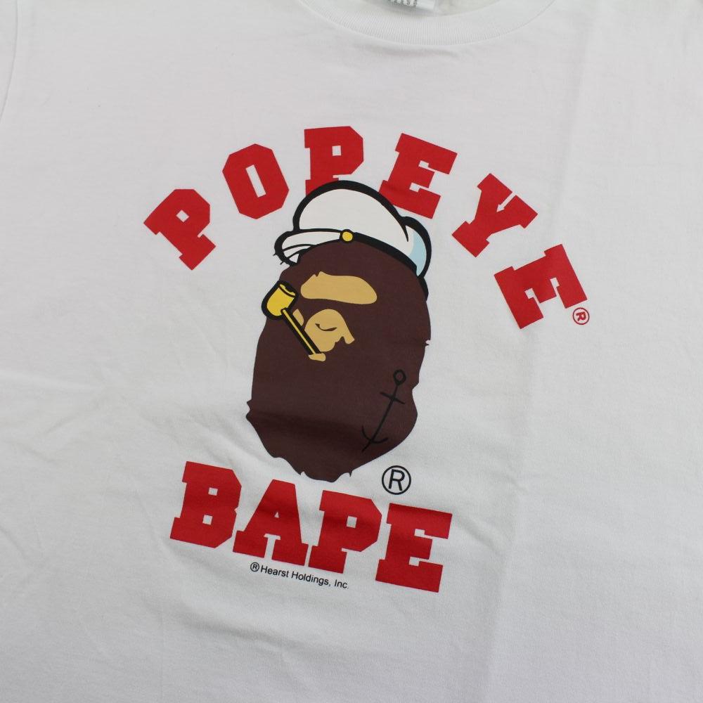 Bape x Popeye College Logo Tee White - SaruGeneral