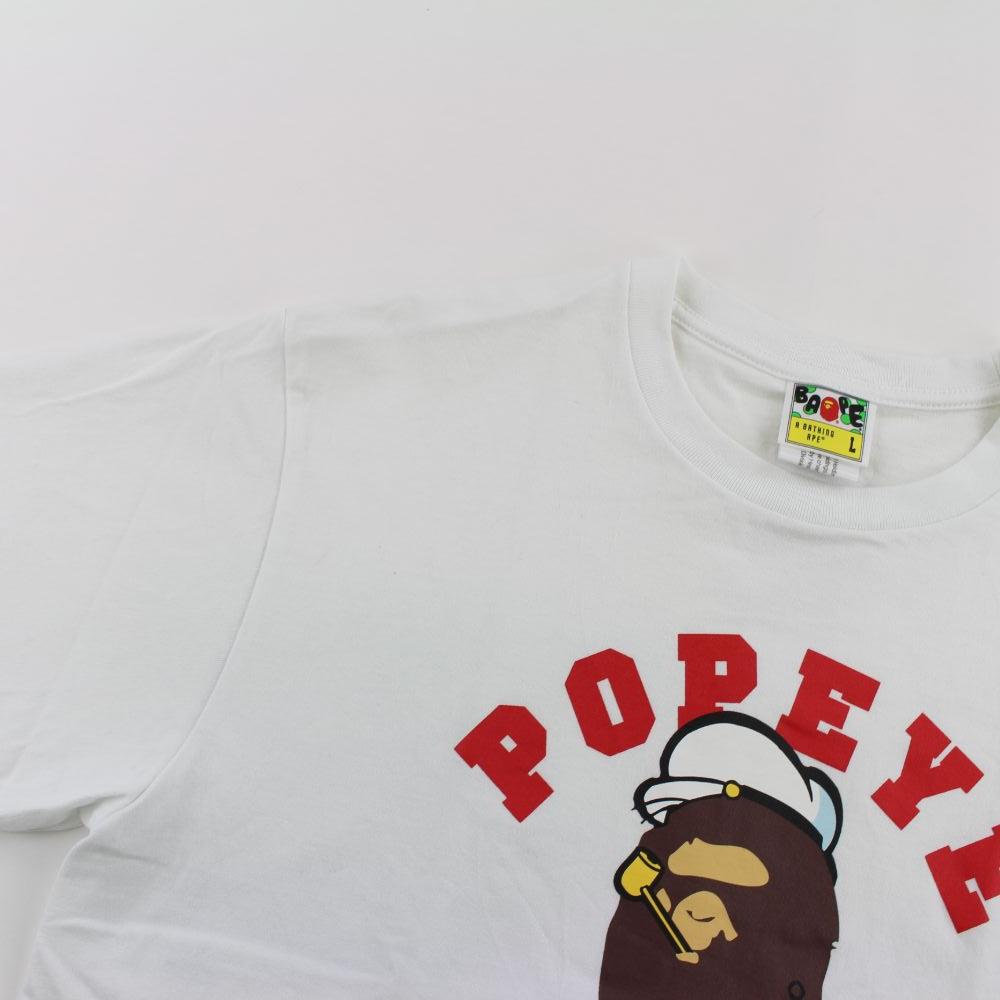 Bape x Popeye College Logo Tee White - SaruGeneral