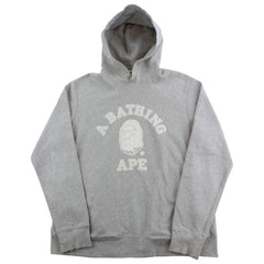 Sweat à capuche Bape blanc avec logo universitaire brodé gris