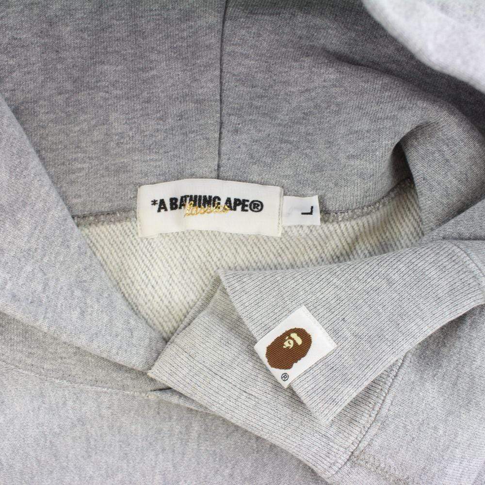 Bape White Embroided College Logo Hoodie Grey - SaruGeneral