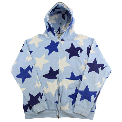 Bape Bapesta All Over Print Hoodie Baby Blue