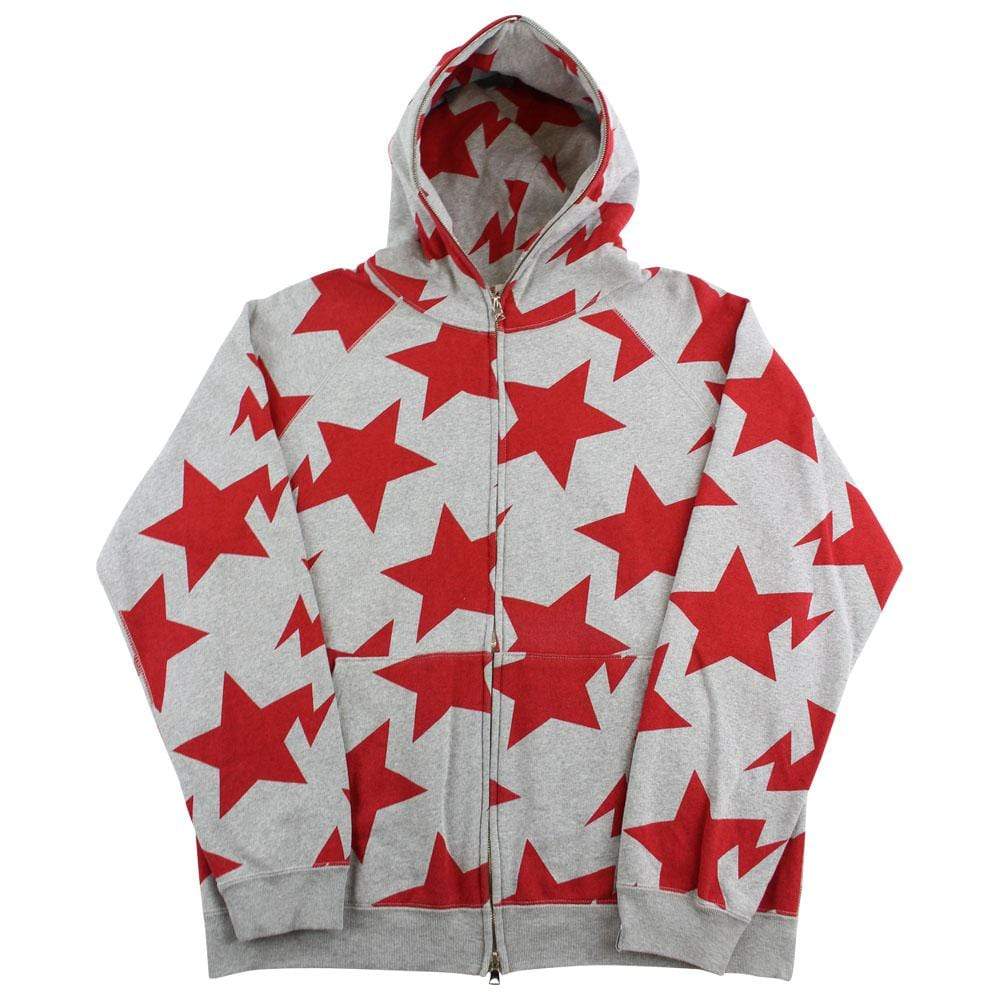 Bape Bapesta All Over Red Print Hoodie Grey - SaruGeneral