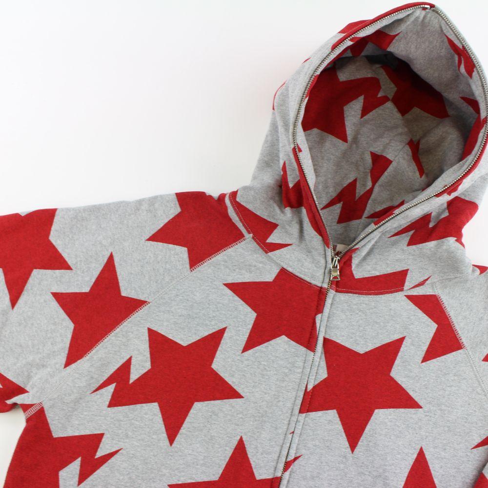 Bape Bapesta All Over Red Print Hoodie Grey - SaruGeneral