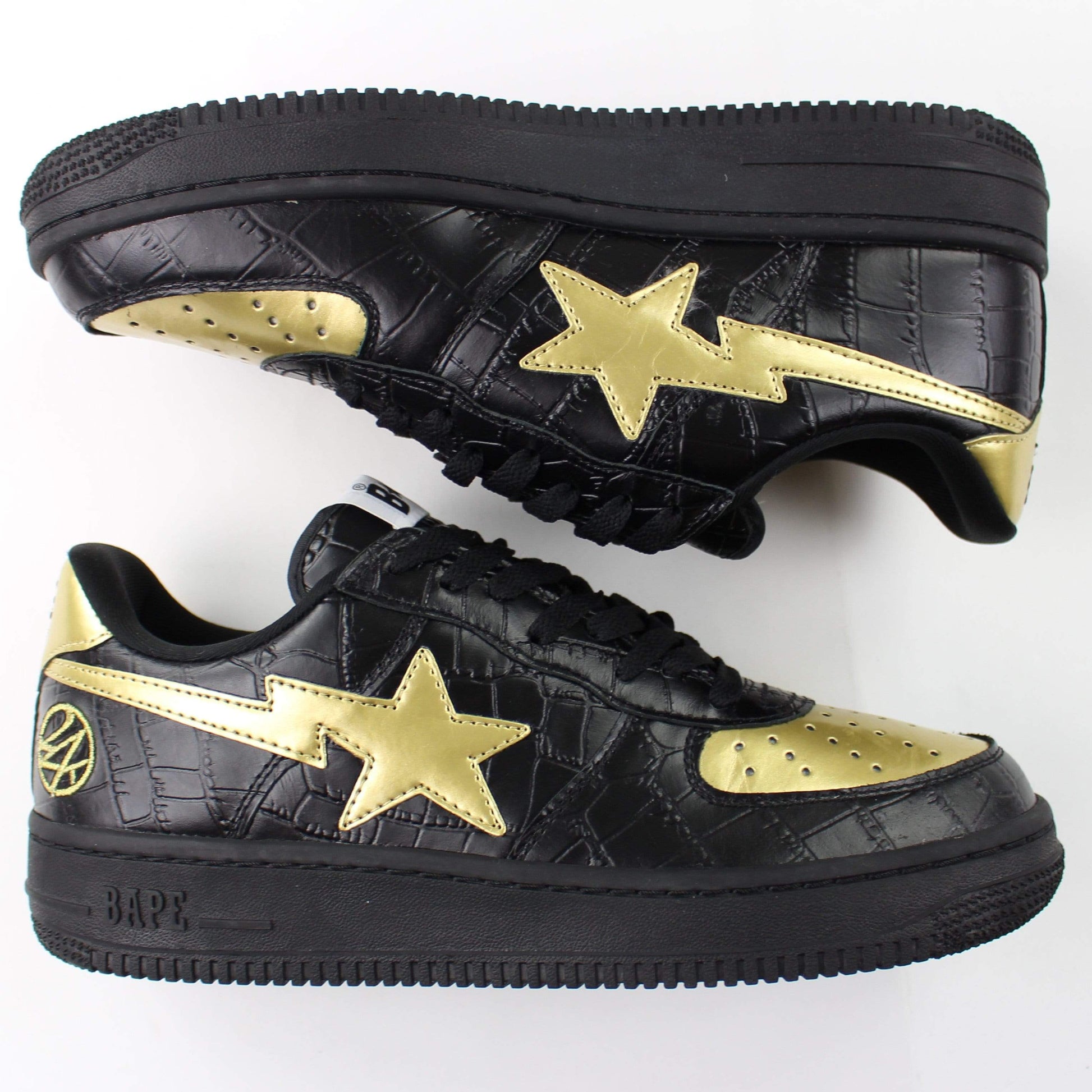 Bapesta x 24K Black & Gold Crocodile Print - SaruGeneral