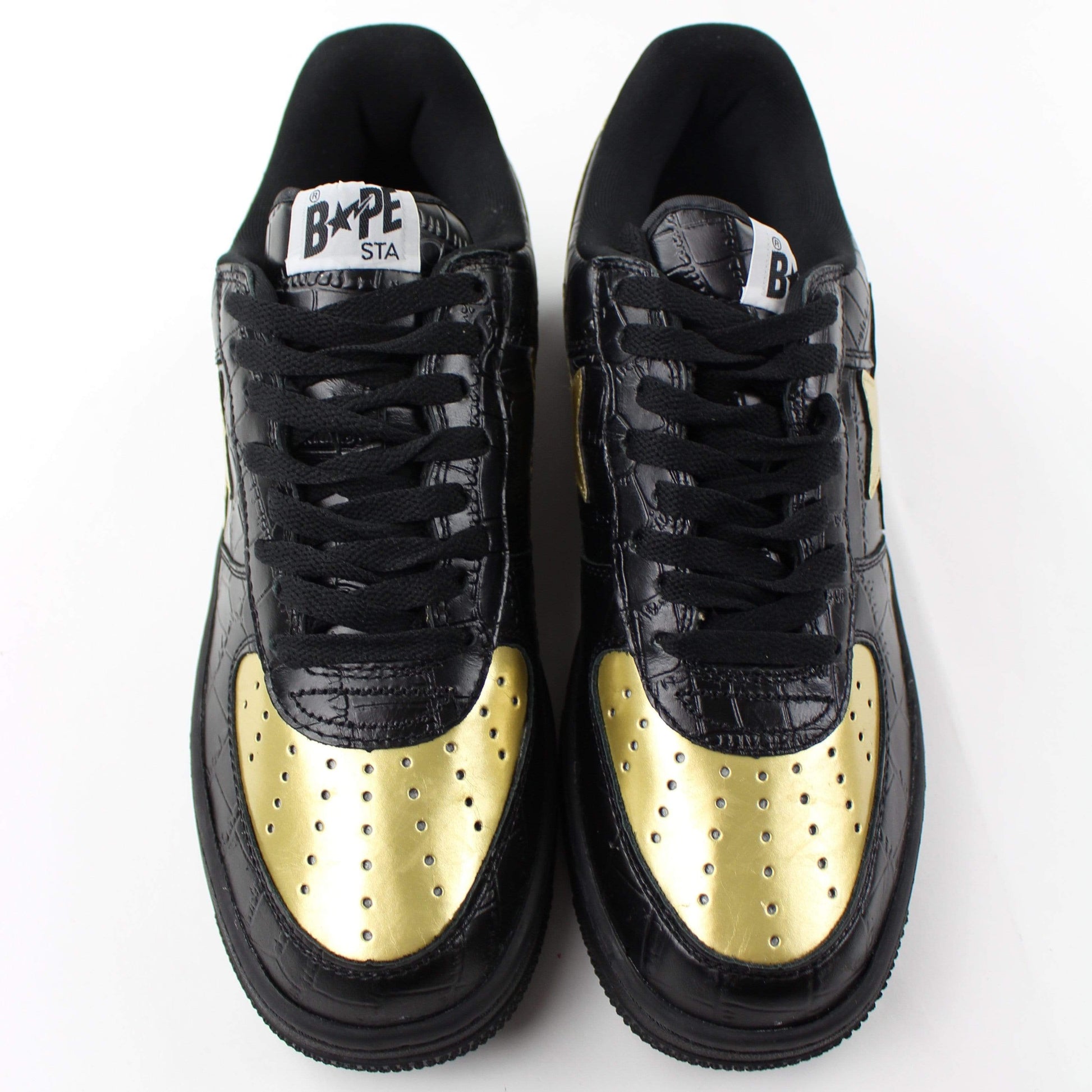 Bapesta x 24K Black & Gold Crocodile Print - SaruGeneral