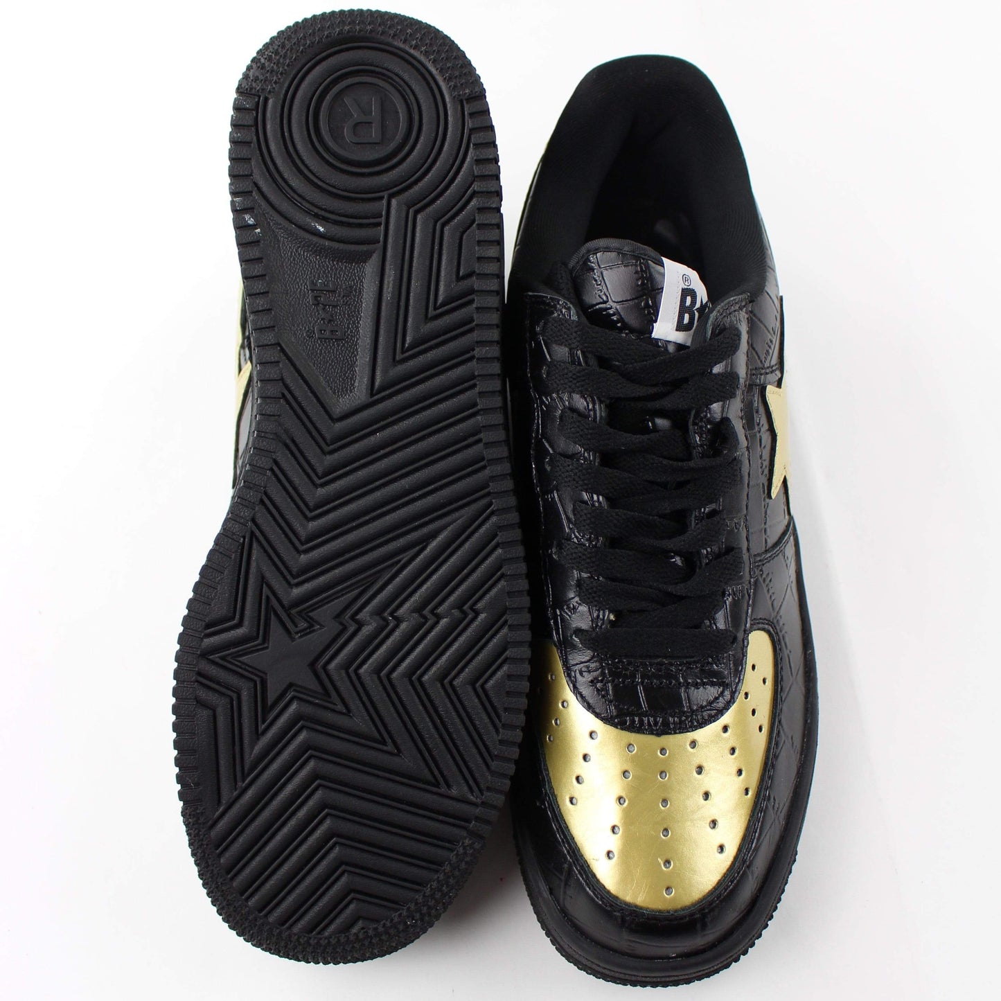 Bapesta x 24K Black & Gold Crocodile Print - SaruGeneral