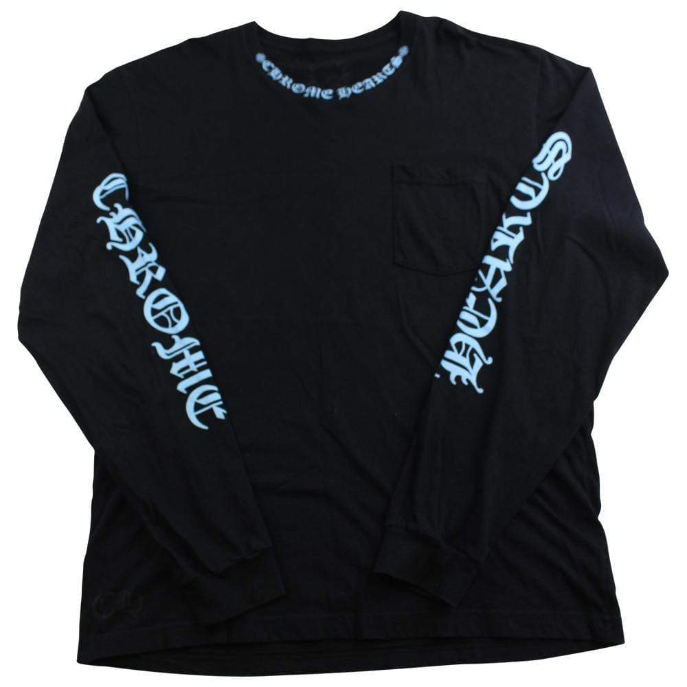 chrome hearts blue neckline ls black - SaruGeneral