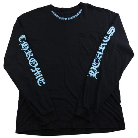 chrome hearts blue neckline ls black