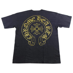 chrome hearts gold horseshoe tee black