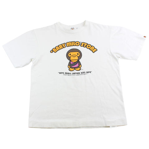 bape baby milo pink generals logo tee white