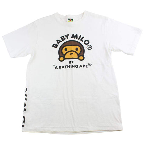 Bape baby milo peeking logo tee white