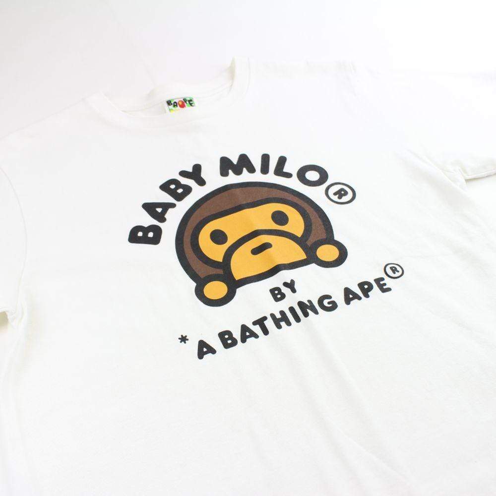 Bape baby milo peeking logo tee white - SaruGeneral