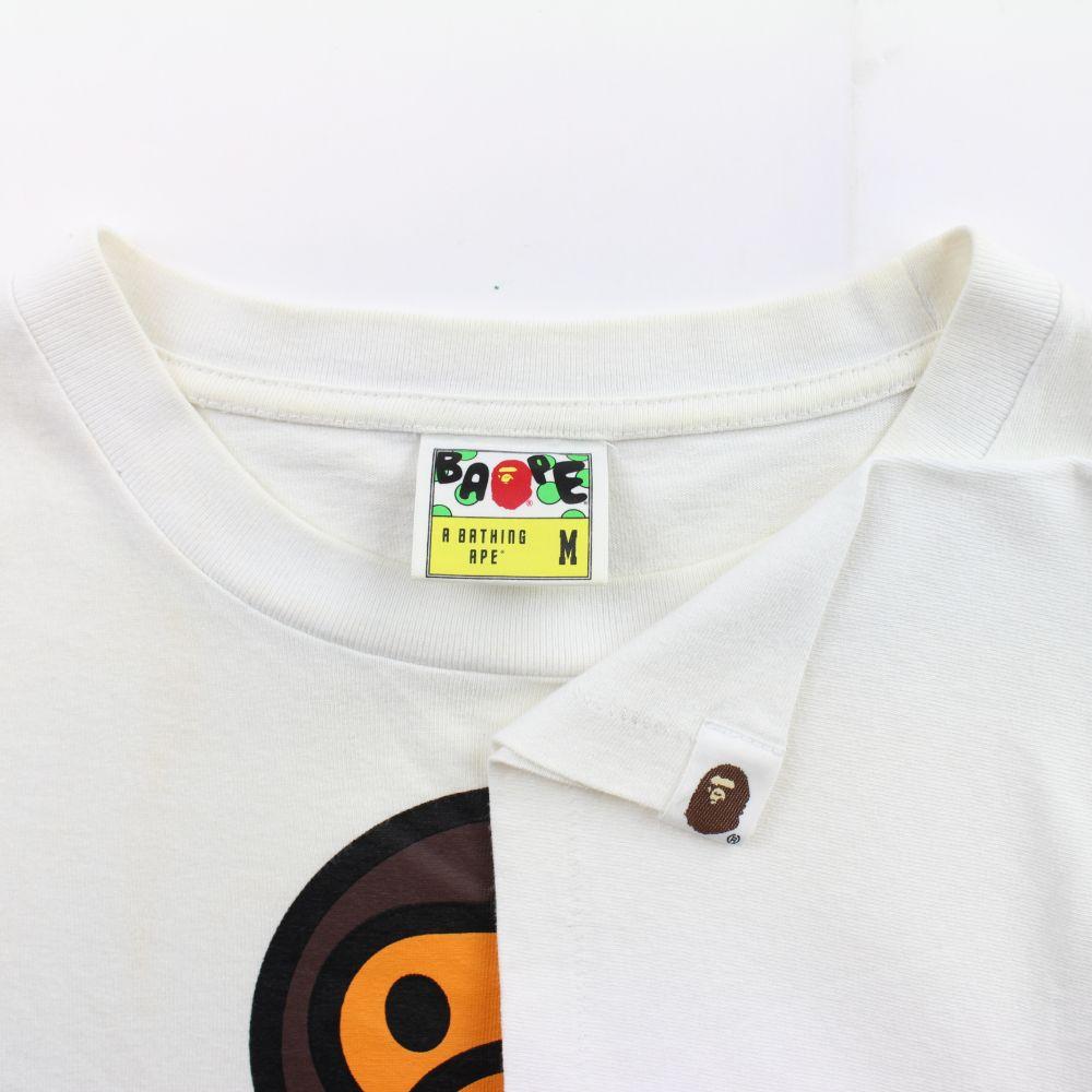 bape baby milo 1st green camo big ape logo tee white - SaruGeneral