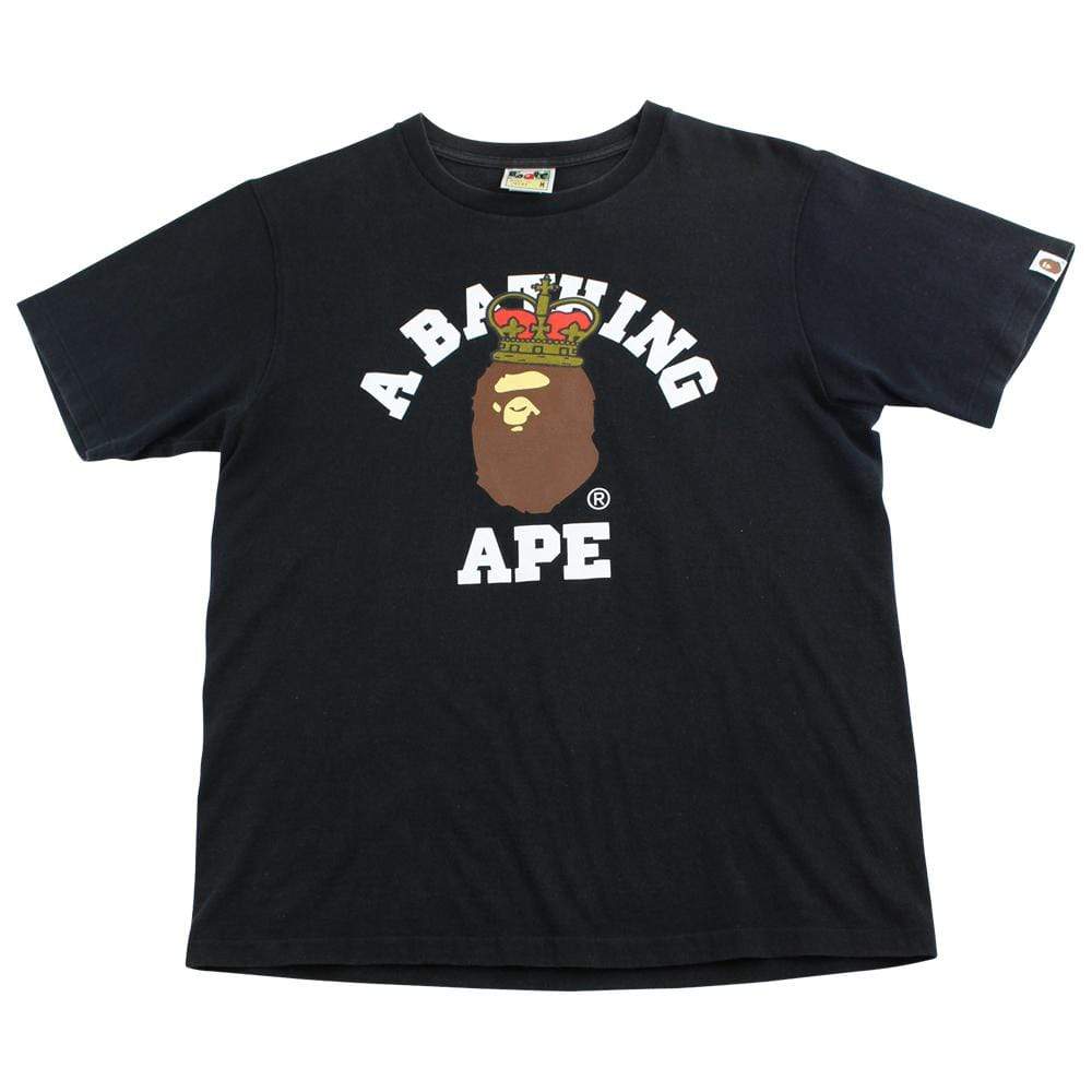 bape original crown college logo tee black - SaruGeneral