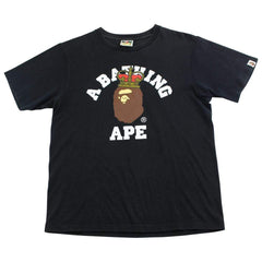 bape original crown college logo tee black