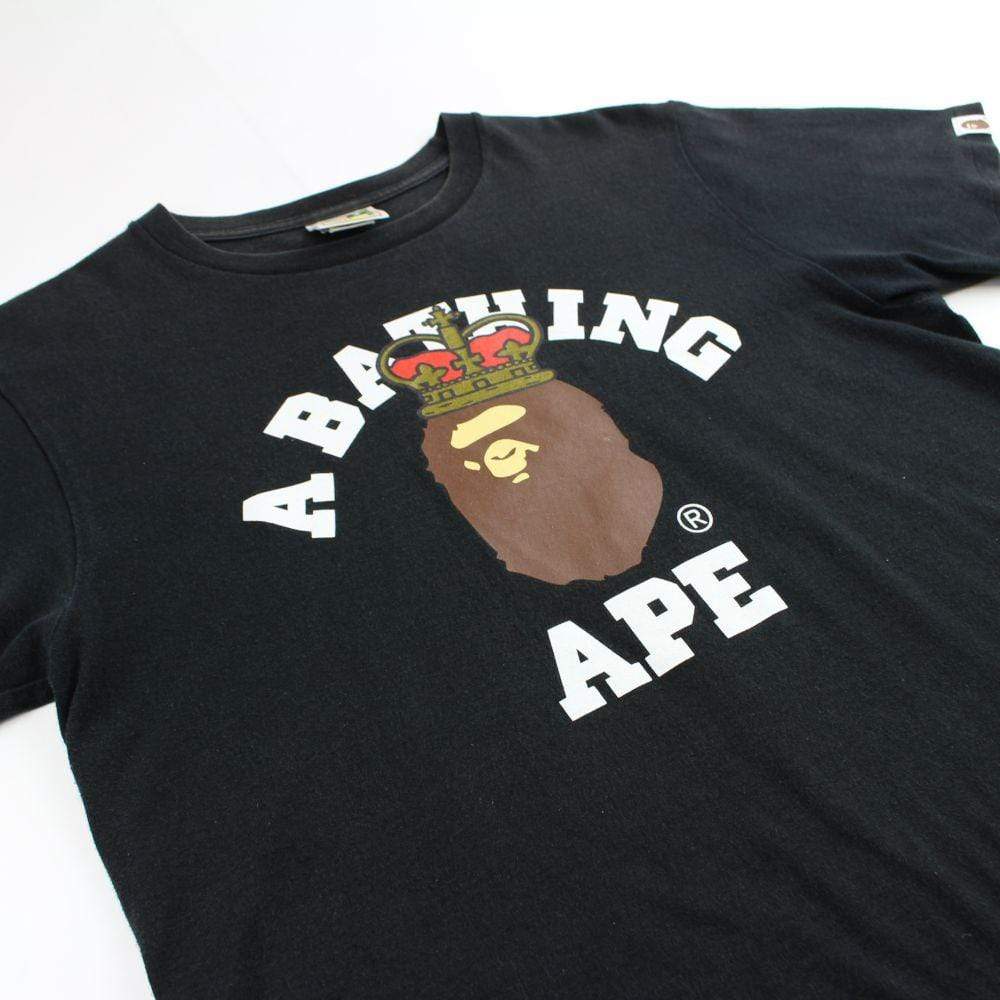 bape original crown college logo tee black - SaruGeneral