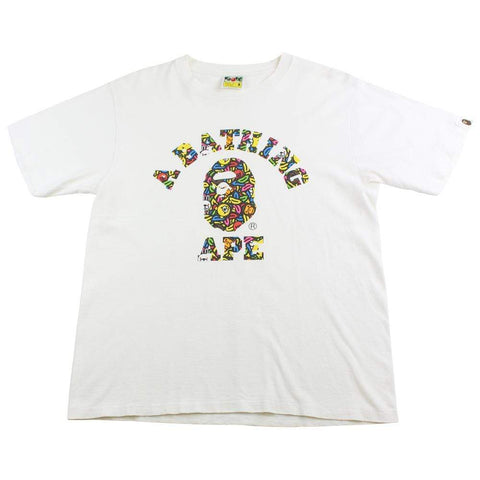 bape multi banana college logo tee white