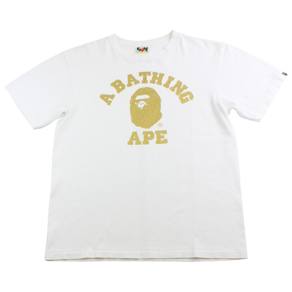 bape gold glitter college logo tee white - SaruGeneral